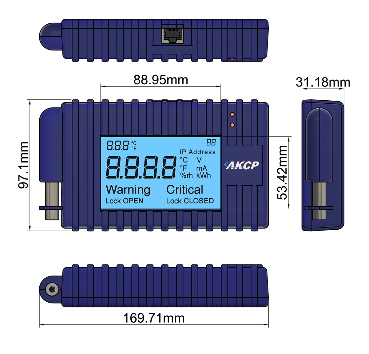AKCP - LCD-THS - Programmierbarer Sensor LCD Display AKCP - LCD-THS - Programmierbarer Sensor LCD Display